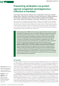 Cover page: Preexisting antibodies can protect against congenital cytomegalovirus infection in monkeys