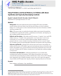 Cover page: Sleep problems and recall memory in children with Down syndrome and typically developing controls