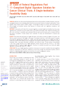 Cover page: 21 Code of Federal Regulations Part 11-Compliant Digital Signature Solution for Cancer Clinical Trials: A Single-Institution Feasibility Study.