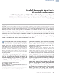 Cover page: Parallel Geographic Variation in Drosophila melanogaster