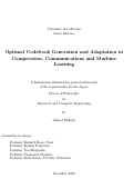 Cover page: Optimal Codebook Generation and Adaptation in Compression, Communications and Machine Learning