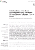 Cover page: Oxidative Stress in the Blood Labyrinthine Barrier in the Macula Utricle of Menieres Disease Patients.