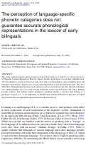 Cover page: The perception of language-specific phonetic categories does not guarantee accurate phonological representations in the lexicon of early bilinguals