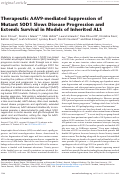 Cover page: Therapeutic AAV9-mediated Suppression of Mutant SOD1 Slows Disease Progression and Extends Survival in Models of Inherited ALS