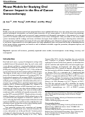 Cover page: Mouse Models for Studying Oral Cancer: Impact in the Era of Cancer Immunotherapy.