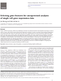 Cover page: Selecting gene features for unsupervised analysis of single-cell gene expression data.