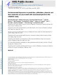 Cover page: Environmental exposures to pesticides, phthalates, phenols and trace elements are associated with neurodevelopment in the CHARGE study