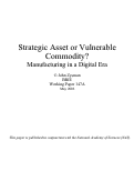 Cover page: Strategic Asset or Vulnerable Commodity?: Manufacturing in a Digital Era