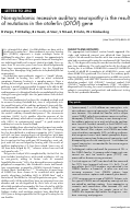 Cover page: Non-syndromic recessive auditory neuropathy is the result of mutations in the otoferlin (OTOF) gene