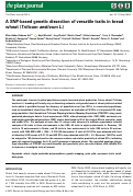 Cover page: A SNP‐based genetic dissection of versatile traits in bread wheat (Triticum aestivum L.)