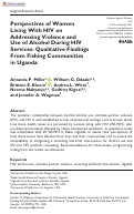 Cover page: Perspectives of Women Living With HIV on Addressing Violence and Use of Alcohol During HIV Services: Qualitative Findings From Fishing Communities in Uganda