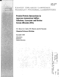 Cover page: Protein-protein interactions in aqueous ammonium sulfate solutions. Lysozyme and bovine serum albumin (BSA)