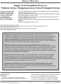 Cover page: Impact of an Extraglottic Device on  Pediatric Airway Management in an Urban Prehospital System