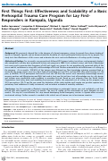 Cover page: First Things First: Effectiveness and Scalability of a Basic Prehospital Trauma Care Program for Lay First-Responders in Kampala, Uganda