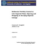 Cover page: Deliberate Fertility Control in Late Imperial China: Spacing and Stopping in the Qing Imperial Lineage