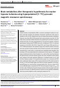 Cover page: Brain metabolism after therapeutic hypothermia for murine hypoxia‐ischemia using hyperpolarized [1‐13C] pyruvate magnetic resonance spectroscopy