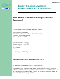 Cover page: Who should administer energy efficiency programs?