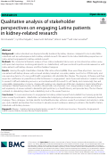 Cover page: Qualitative analysis of stakeholder perspectives on engaging Latinx patients in kidney-related research