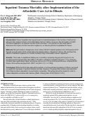 Cover page: Inpatient Trauma Mortality after Implementation of the Affordable Care Act in Illinois