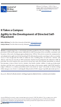 Cover page: It Takes a Campus: Agility in the Development of Directed Self-Placement