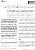 Cover page: The Hybrid Mouse Diversity Panel: a resource for systems genetics analyses of metabolic and cardiovascular traits