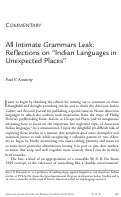 Cover page: All Intimate Grammars Leak: Reflections on "Indian Languages in Unexpected Places"