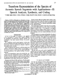Cover page: Transform Representation of the Spectra of Acoustic Speech Segments with Applications, Part 2: Speech Analysis, Synthesis and Coding