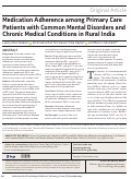 Cover page: Medication Adherence among Primary Care Patients with Common Mental Disorders and Chronic Medical Conditions in Rural India.