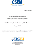 Cover page: Who Should Administer Energy-Efficiency Programs?