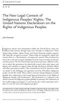 Cover page: The New Legal Context of Indigenous Peoples' Rights: The United Nations Declaration on the Rights of Indigenous Peoples