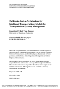 Cover page: California System Architecture For Intelligent Transportation: Models For Transportation Systems Management