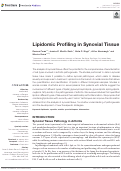 Cover page: Lipidomic Profiling in Synovial Tissue.