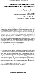 Cover page of Accountable Care Organizations in California: Market Forces at Work?