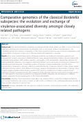 Cover page: Comparative genomics of the classical Bordetella subspecies: the evolution and exchange of virulence-associated diversity amongst closely related pathogens