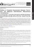 Cover page: Shifting of Cognitive Assessments Between Face-to-Face and Telephone Administration: Measurement Considerations.