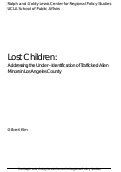 Cover page: Lost Children: Addressing the Under – Identification of Trafficked Alien Minors in Los Angeles County