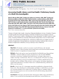 Cover page: Assessing health literacy and oral health: preliminary results of a multi-site investigation.