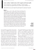 Cover page: Latino mothers' beliefs about child weight and family health.