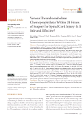 Cover page: Venous Thromboembolism Chemoprophylaxis Within 24 Hours of Surgery for Spinal Cord Injury: Is It Safe and Effective?