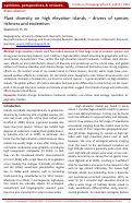 Cover page: Plant diversity on high elevation islands – drivers of species richness and endemism