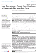 Cover page: Nasal Obstruction as a Potential Factor Contributing to Hypoxemia in Obstructive Sleep Apnea