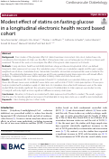 Cover page: Modest effect of statins on fasting glucose in a longitudinal electronic health record based cohort.