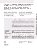 Cover page: Assessing the Quality of Recruitment Information on Skull Base Surgical Fellowship Program Websites.