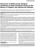 Cover page: Outcomes of Arthroscopic Surgical Treatment of Osteochondral Lesions of the Elbow in Pediatric and Adolescent Athletes