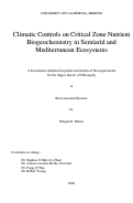 Cover page: Climatic Controls on Critical Zone Nutrient Biogeochemistry in Semiarid and Mediterranean Ecosystems