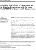 Cover page: Reliability and validity of the Assessment for Disaster Engagement with Partners Tool (ADEPT) for local health departments.