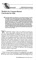 Cover page: Models for Content Based Curricula for ESL