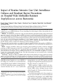 Cover page: Impact of Routine Intensive Care Unit Surveillance Cultures and Resultant Barrier Precautions on Hospital-Wide Methicillin-Resistant Staphylococcus aureus Bacteremia