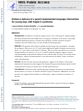 Cover page: Distance delivery of a parent-implemented language intervention for young boys with fragile X syndrome