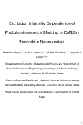 Cover page: Excitation Intensity Dependence of Photoluminescence Blinking in CsPbBr3 Perovskite Nanocrystals
